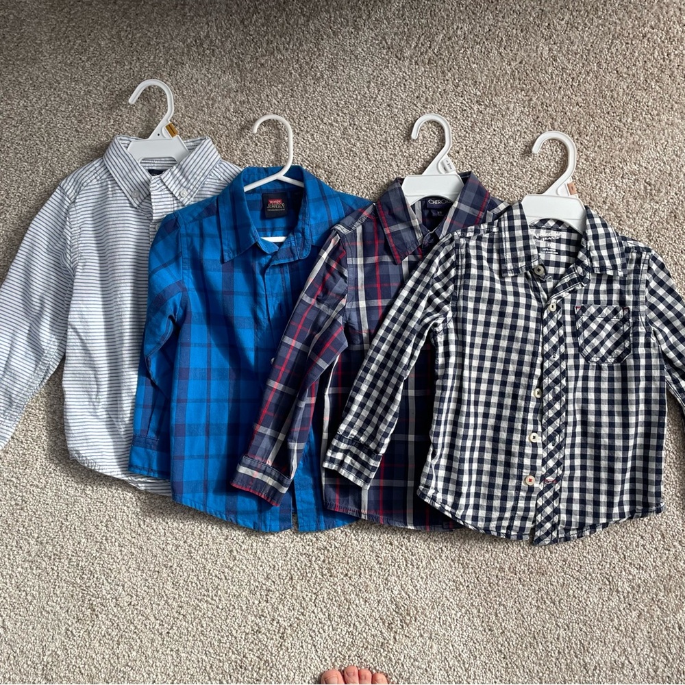 3T Boys Button-Down Shirts - Blue, Navy, Black, White